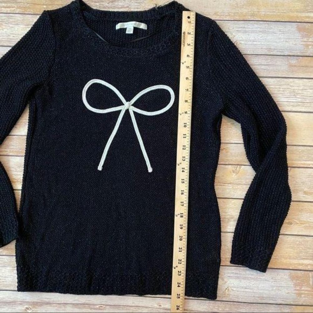 Lauren Conrad Black Sparkle Bow Crew Sweater M - Picture 10 of 13